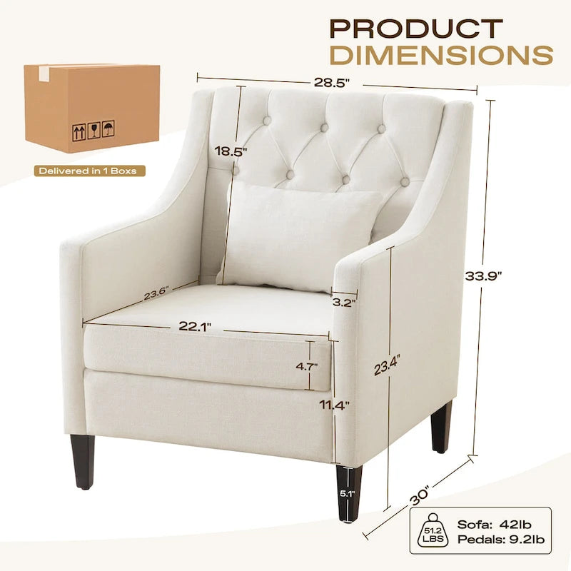 Chaises de salon, fauteuil d'appoint avec coussin lombaire, chaise de lecture élégante pour chambre à coucher, chaise de canapé rembourrée de style milieu du siècle