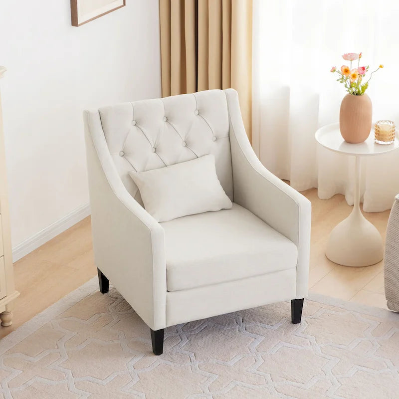 Chaises de salon, fauteuil d'appoint avec coussin lombaire, chaise de lecture élégante pour chambre à coucher, chaise de canapé rembourrée de style milieu du siècle
