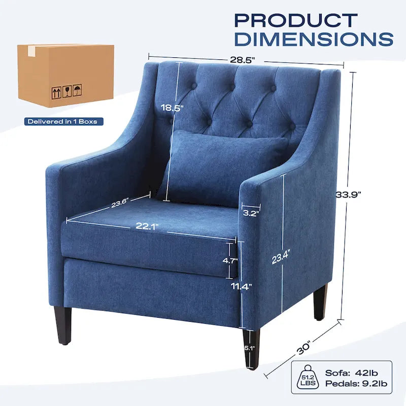 Chaises de salon, fauteuil d'appoint avec coussin lombaire, chaise de lecture élégante pour chambre à coucher, chaise de canapé rembourrée de style milieu du siècle