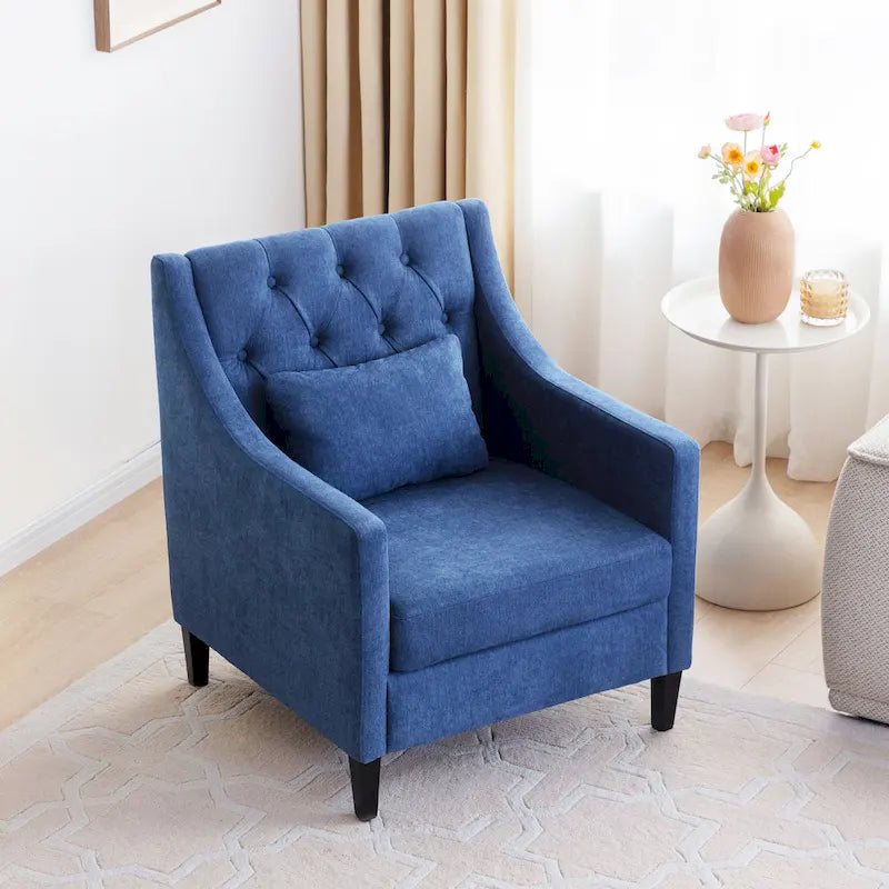 Chaises de salon, fauteuil d'appoint avec coussin lombaire, chaise de lecture élégante pour chambre à coucher, chaise de canapé rembourrée de style milieu du siècle