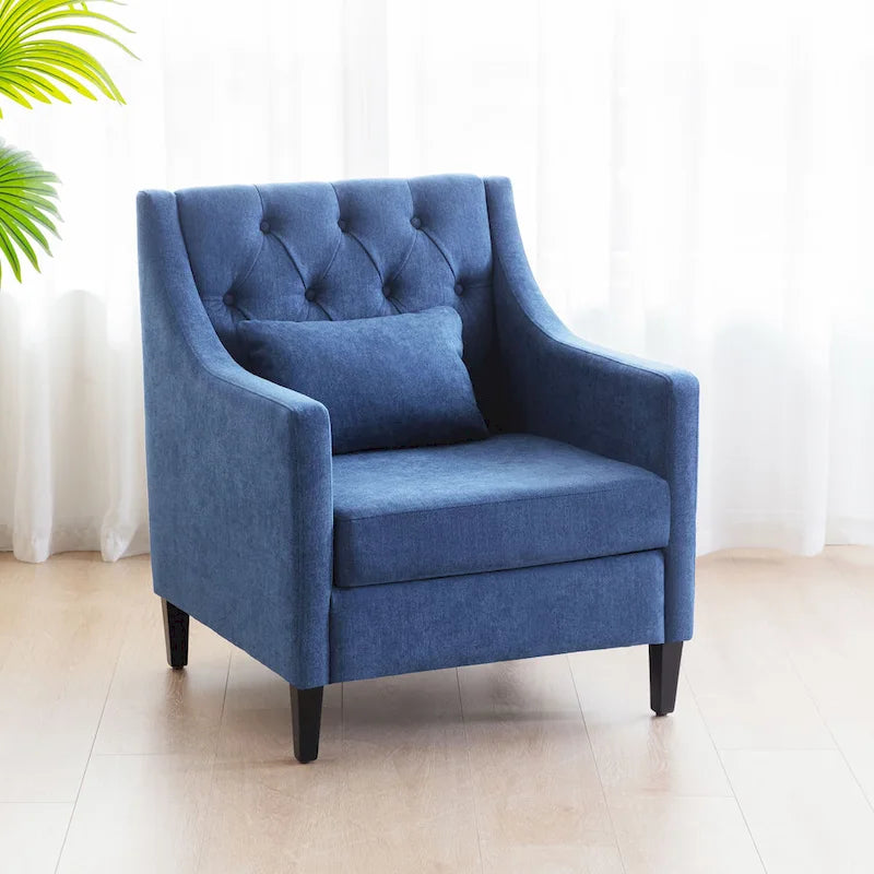 Chaises de salon, fauteuil d'appoint avec coussin lombaire, chaise de lecture élégante pour chambre à coucher, chaise de canapé rembourrée de style milieu du siècle