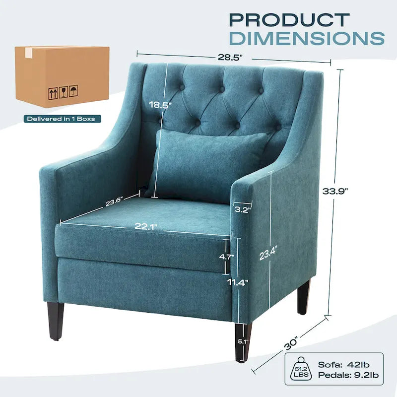 Chaises de salon, fauteuil d'appoint avec coussin lombaire, chaise de lecture élégante pour chambre à coucher, chaise de canapé rembourrée de style milieu du siècle