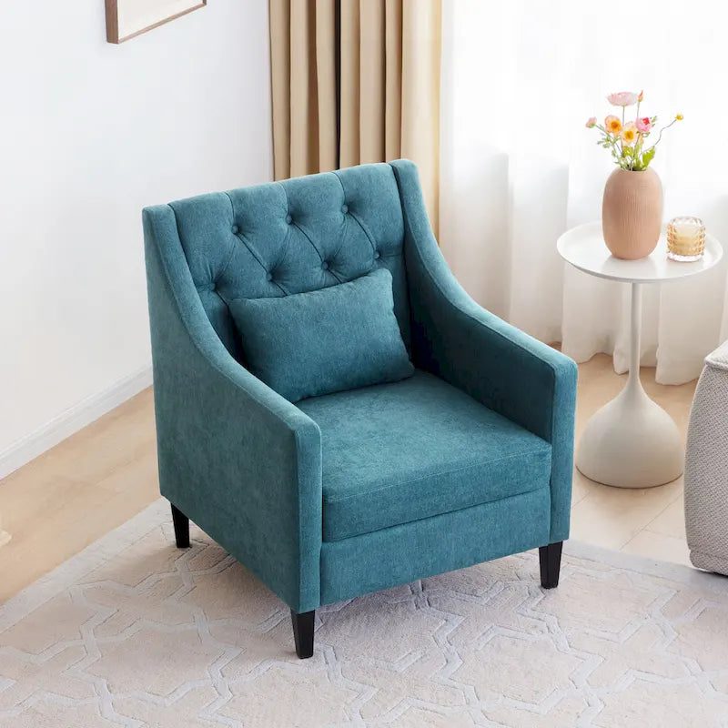 Chaises de salon, fauteuil d'appoint avec coussin lombaire, chaise de lecture élégante pour chambre à coucher, chaise de canapé rembourrée de style milieu du siècle