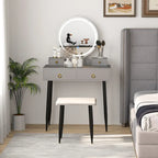 Ensemble table de toilette avec miroir éclairé 3 couleurs et tabouret - Voir détails