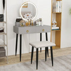 Ensemble table de toilette avec miroir éclairé 3 couleurs et tabouret - Voir détails