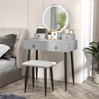 Ensemble table de toilette avec miroir éclairé 3 couleurs et tabouret - Voir détails