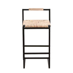 Tabourets de bar tissés à la main, tabourets de bar hauteur comptoir avec pieds de support en métal, tabourets d'îlot de cuisine avec dossier et repose-pieds