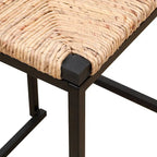Tabourets de bar tissés à la main, tabourets de bar hauteur comptoir avec pieds de support en métal, tabourets d'îlot de cuisine avec dossier et repose-pieds