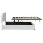 Cadre de lit plateforme relevable avec rangement, cadre de lit bas en polaire Teddy avec système de rangement hydraulique, tête de lit incurvée, lit à panneaux de bois