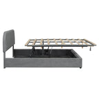 Cadre de lit plateforme relevable avec rangement, cadre de lit bas en polaire Teddy avec système de rangement hydraulique, tête de lit incurvée, lit à panneaux de bois