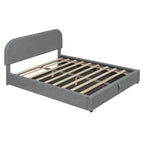 Cadre de lit plateforme relevable avec rangement, cadre de lit bas en polaire Teddy avec système de rangement hydraulique, tête de lit incurvée, lit à panneaux de bois