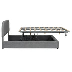 Cadre de lit plateforme relevable avec rangement, cadre de lit bas en polaire Teddy avec système de rangement hydraulique, tête de lit incurvée, lit à panneaux de bois