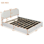 Cadre de lit plateforme relevable avec rangement, cadre de lit bas en polaire Teddy avec système de rangement hydraulique, tête de lit incurvée, lit à panneaux de bois