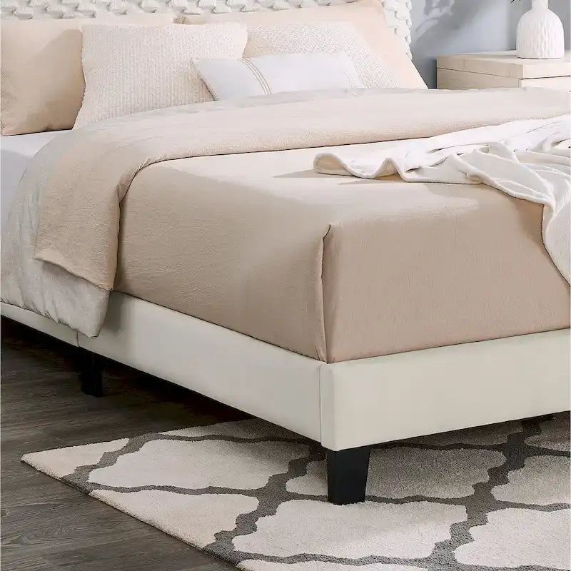 Lit plateforme double avec tête de lit réglable et tissu de luxe Dove