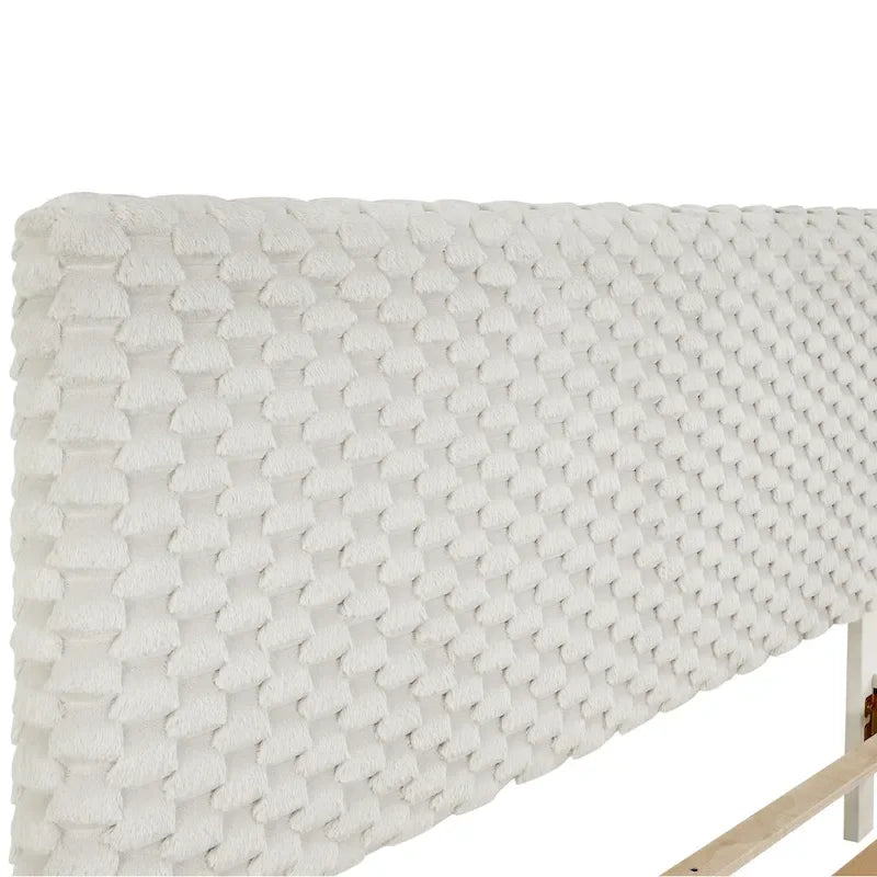 Lit plateforme double avec tête de lit réglable et tissu de luxe Dove