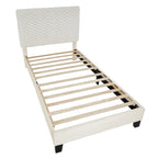 Lit plateforme double avec tête de lit réglable et tissu de luxe Dove