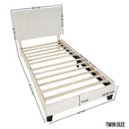 Lit plateforme double avec tête de lit réglable et tissu de luxe Dove