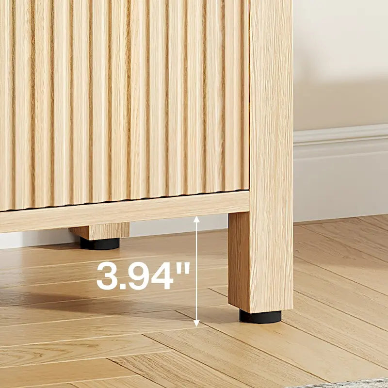 Meuble à chaussures 5 niveaux grand et cintré de 71 po avec portes - Naturel