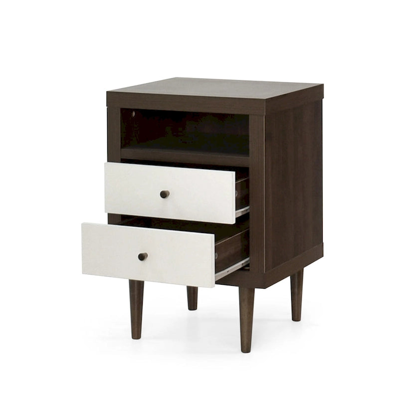 Table de chevet à 2 tiroirs style Mid-Century Modern