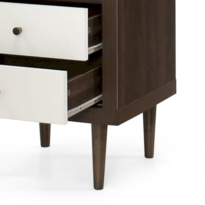 Table de chevet à 2 tiroirs style Mid-Century Modern