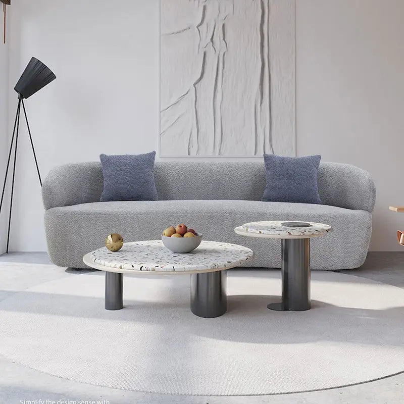 Canapé incurvé minimaliste avec oreillers - Revêtement en velours côtelé doux ou en polaire douillette