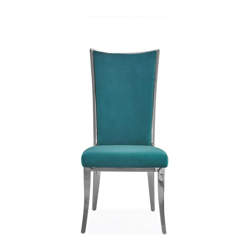 Chaise de salle à manger en acier inoxydable argenté