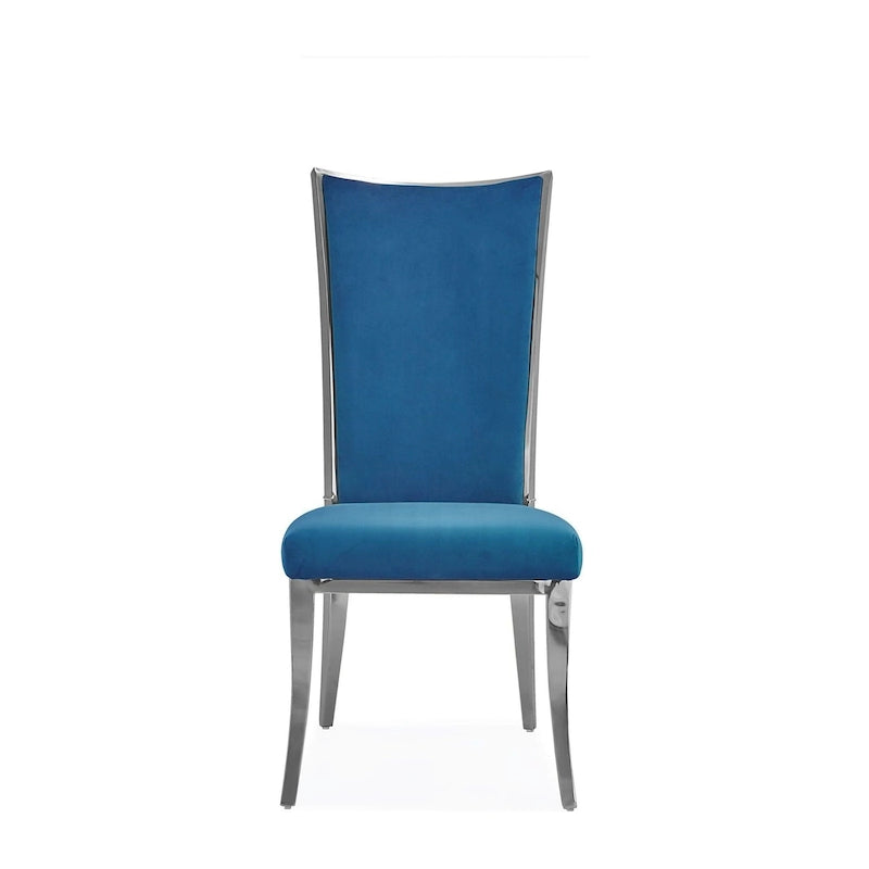 Chaise de salle à manger en acier inoxydable argenté