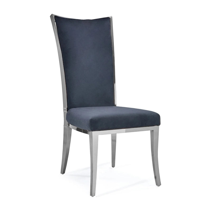 Chaise de salle à manger en acier inoxydable argenté