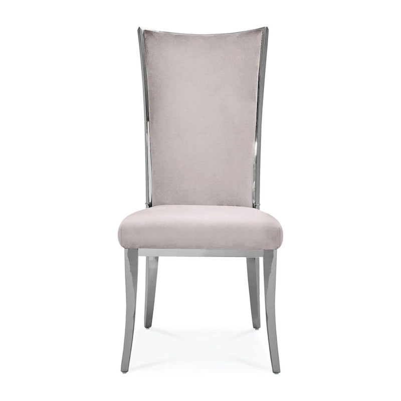 Chaise de salle à manger en acier inoxydable argenté