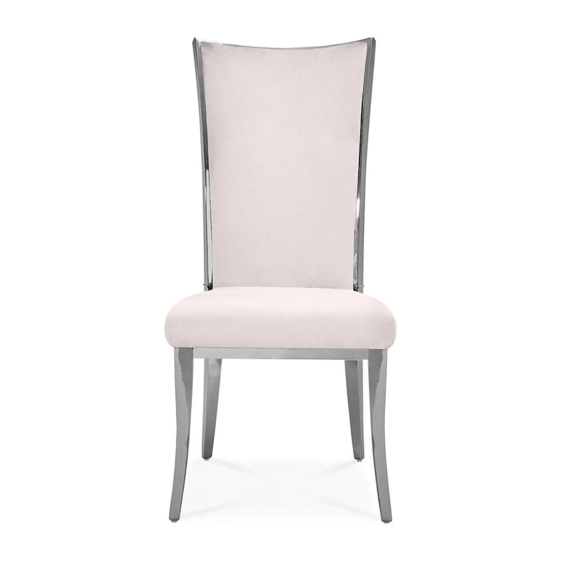 Chaise de salle à manger en acier inoxydable argenté