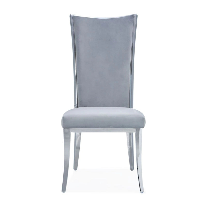 Chaise de salle à manger en acier inoxydable argenté
