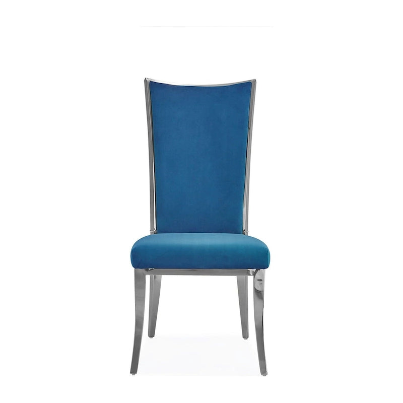 Chaise de salle à manger en acier inoxydable argenté