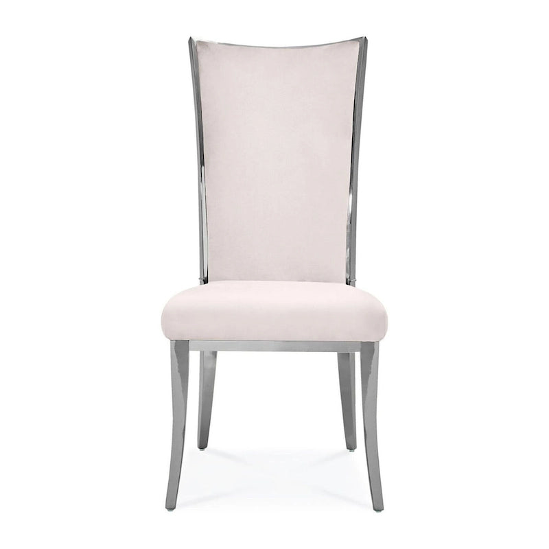 Chaise de salle à manger en acier inoxydable argenté
