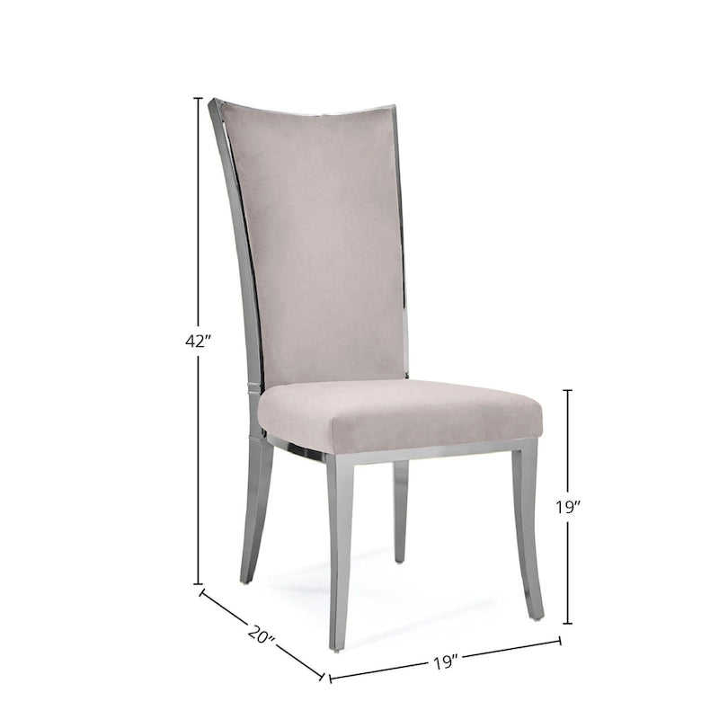 Chaise de salle à manger en acier inoxydable argenté