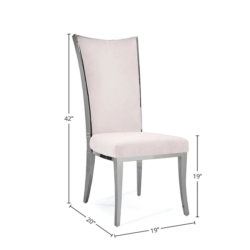 Chaise de salle à manger en acier inoxydable argenté