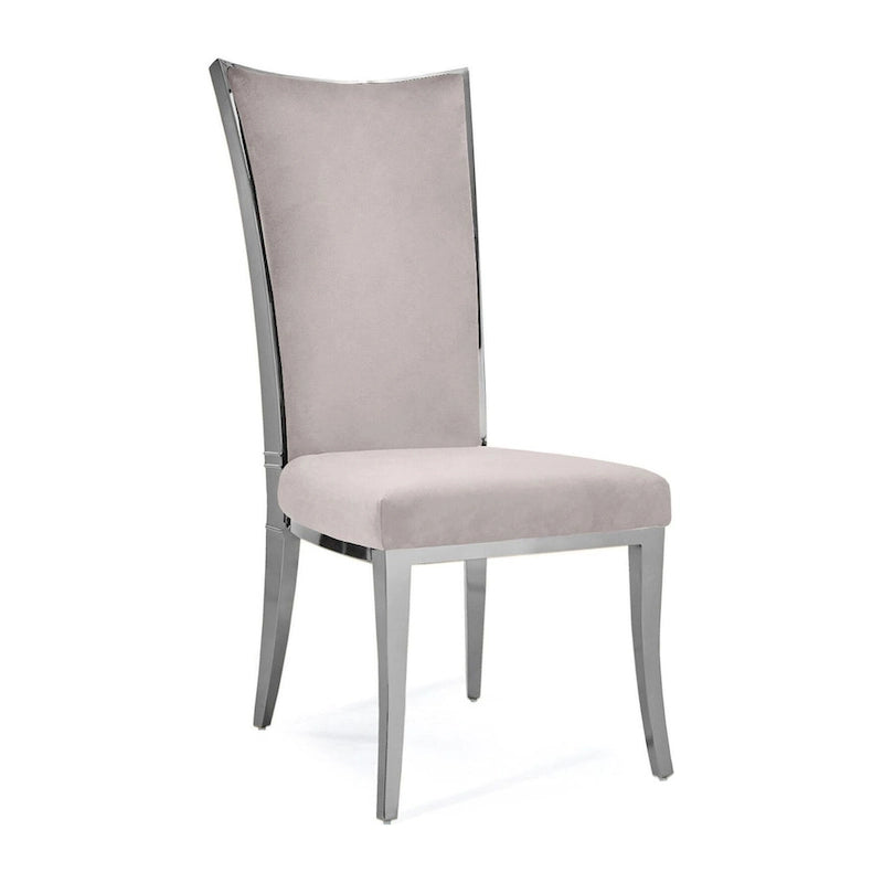 Chaise de salle à manger en acier inoxydable argenté