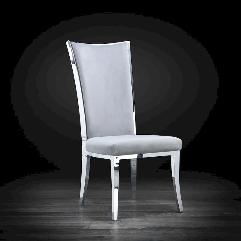 Chaise de salle à manger en acier inoxydable argenté
