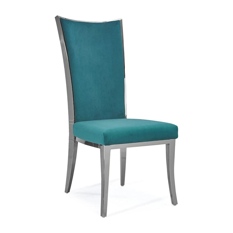 Chaise de salle à manger en acier inoxydable argenté