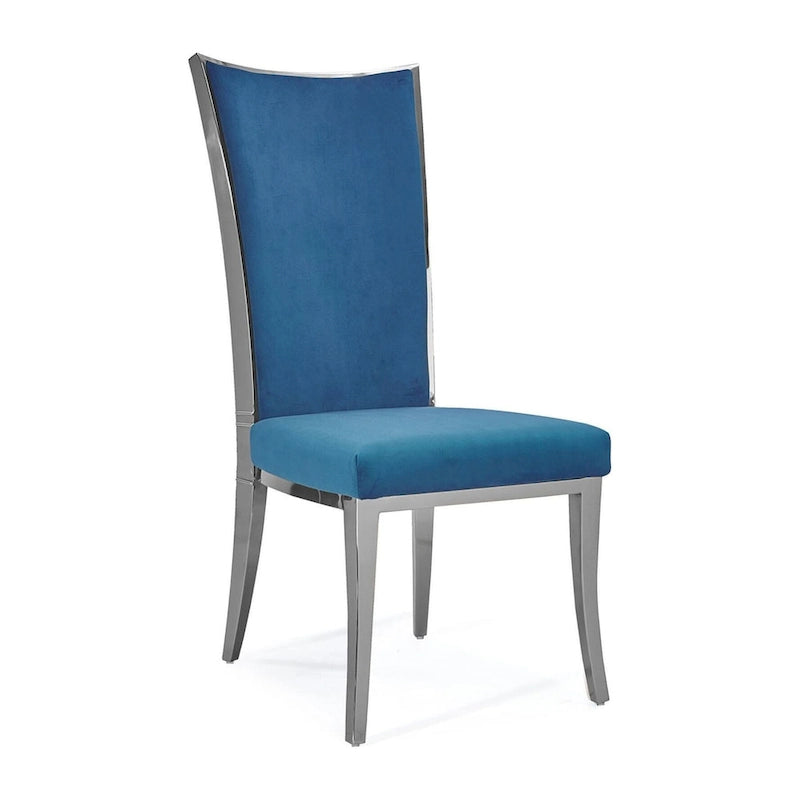 Chaise de salle à manger en acier inoxydable argenté