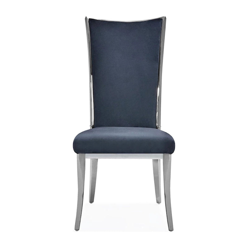 Chaise de salle à manger en acier inoxydable argenté