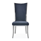 Chaise de salle à manger en acier inoxydable argenté