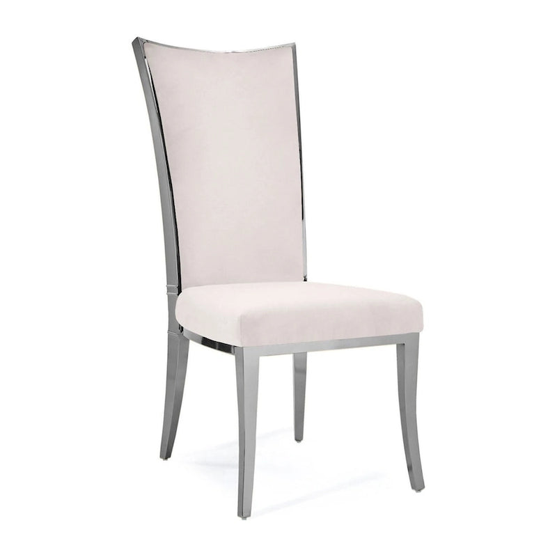Chaise de salle à manger en acier inoxydable argenté