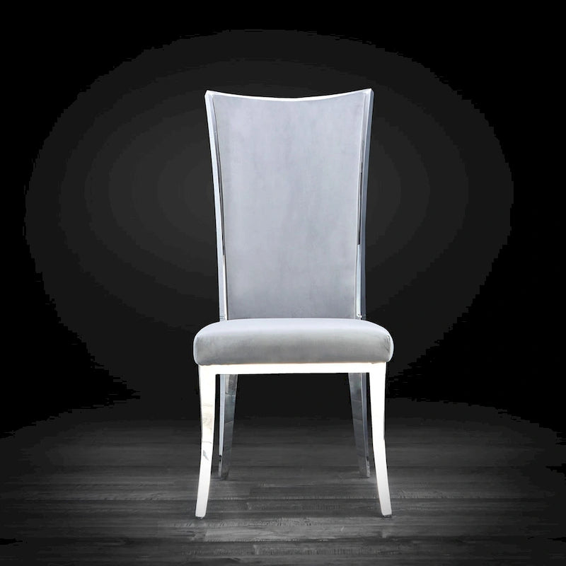 Chaise de salle à manger en acier inoxydable argenté