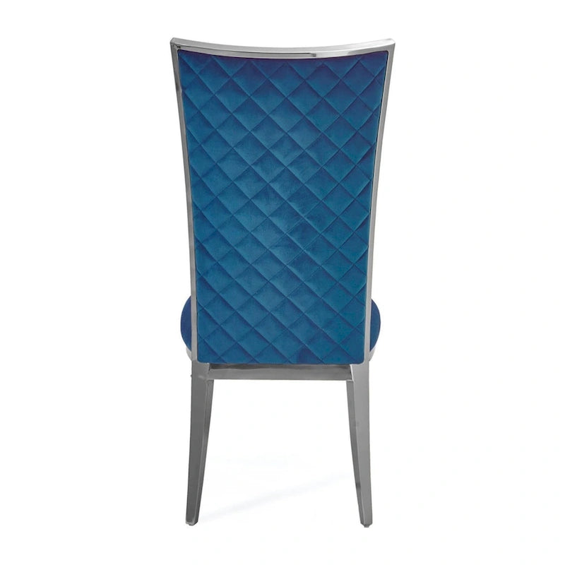 Chaise de salle à manger en acier inoxydable argenté