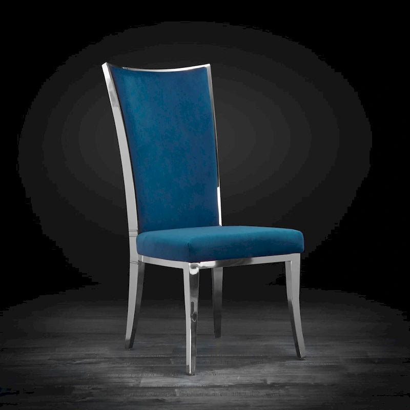Chaise de salle à manger en acier inoxydable argenté