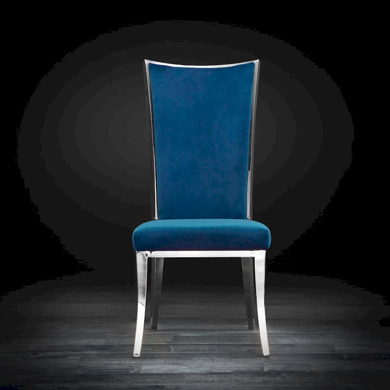Chaise de salle à manger en acier inoxydable argenté