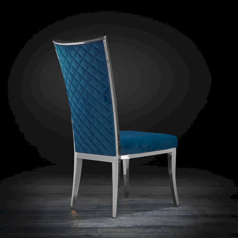 Chaise de salle à manger en acier inoxydable argenté
