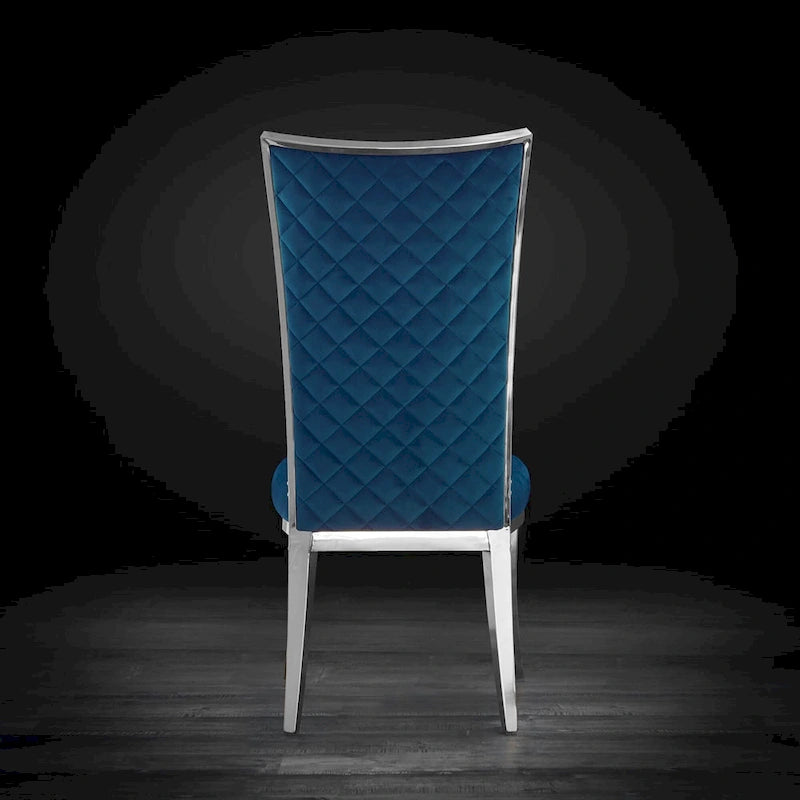 Chaise de salle à manger en acier inoxydable argenté