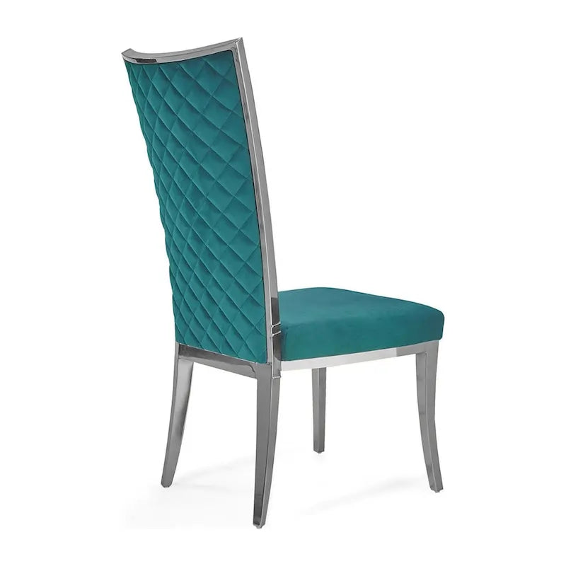 Chaise de salle à manger en acier inoxydable argenté