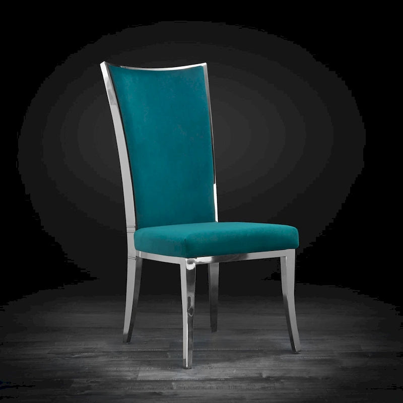 Chaise de salle à manger en acier inoxydable argenté